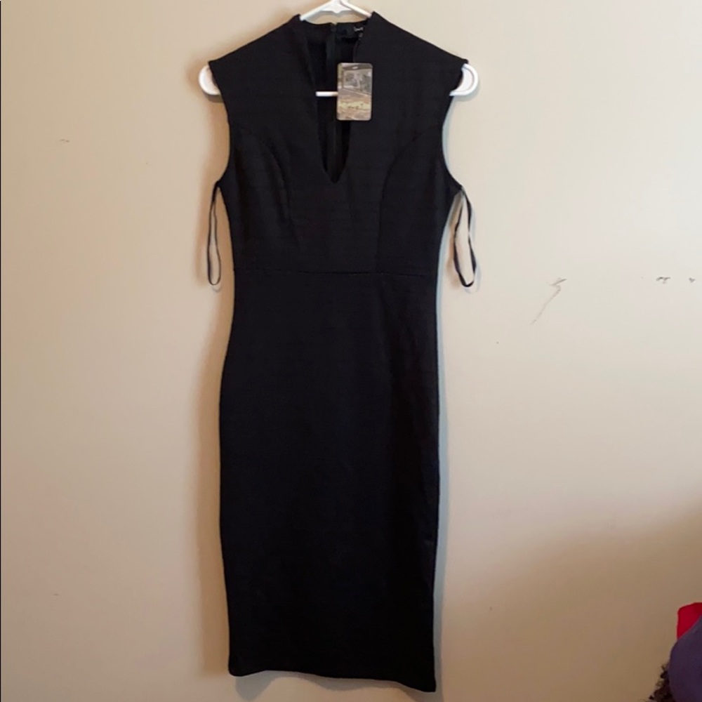 Black formal dress with zipped back